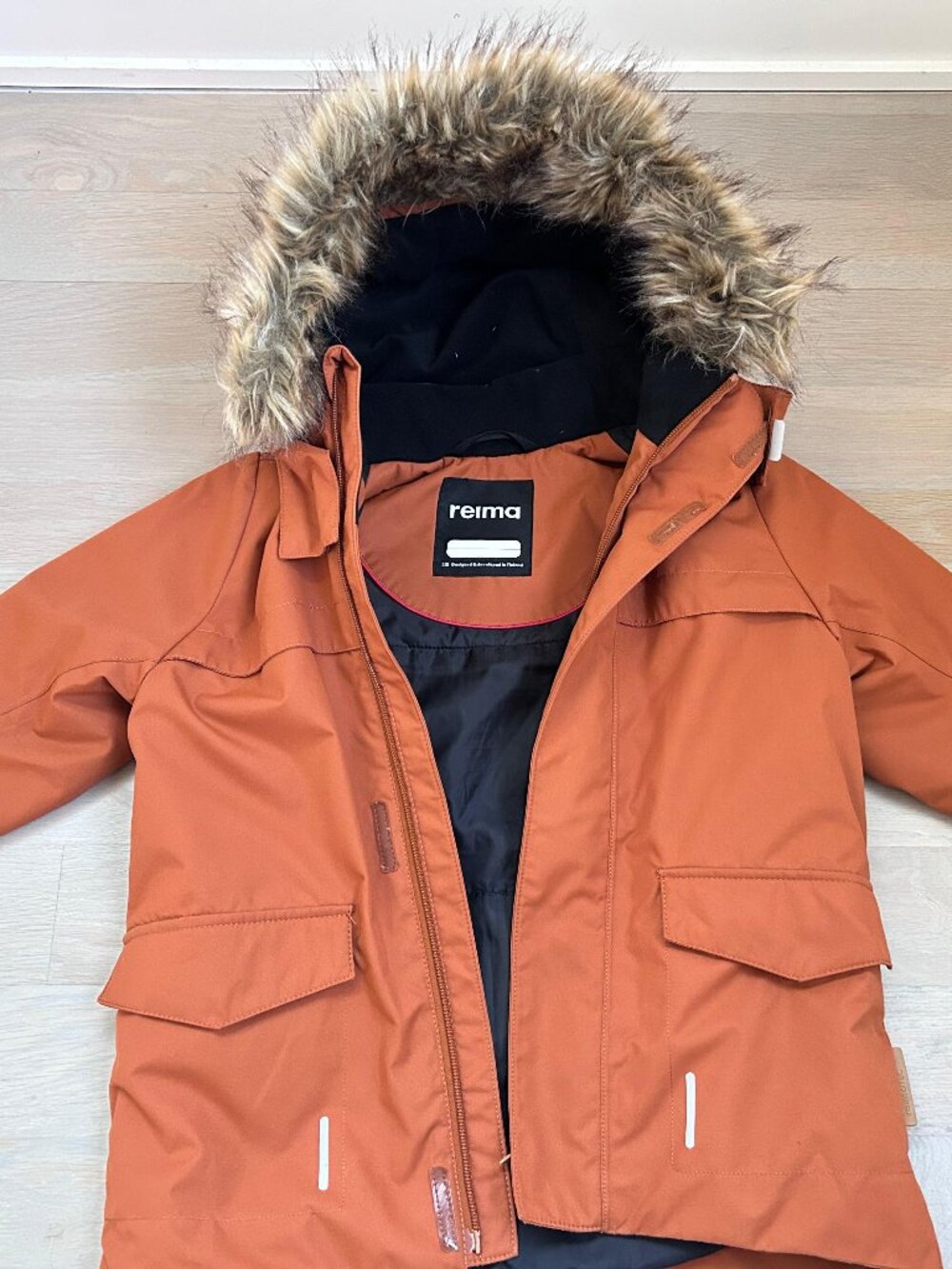 Reima Kids 5Y Waterproof Faux-Fur Hooded Fall/Winter Jacket - Brown / Cinnamon